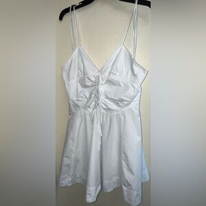 Zara Crisp White Ruched Mini Dress